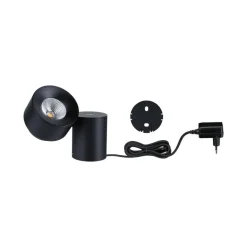 Outlet Paulmann Puric vegg/bordlampe 3W 2700 kelvin - 3-step dim Svart