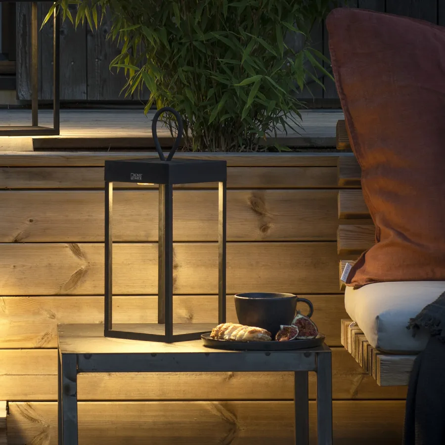 Outlet Konstsmide Ravello lanterne 30 cm oppladbar IP54 utendørs - Svart