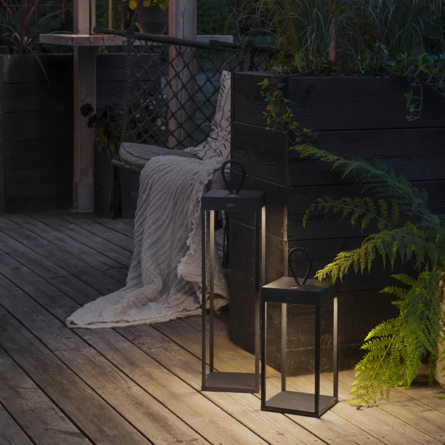 Outlet Konstsmide Ravello lanterne 30 cm oppladbar IP54 utendørs - Svart