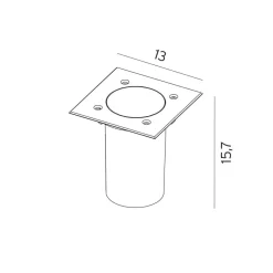 Best Norlys Rena 1551 uplight firkantet IP68 5,5W Stål/Klart glass