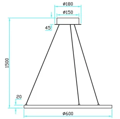 Hot NorDesign Ringo 60 cm takpendel 16W 2700 Kelvin RA90 dimbar - Svart