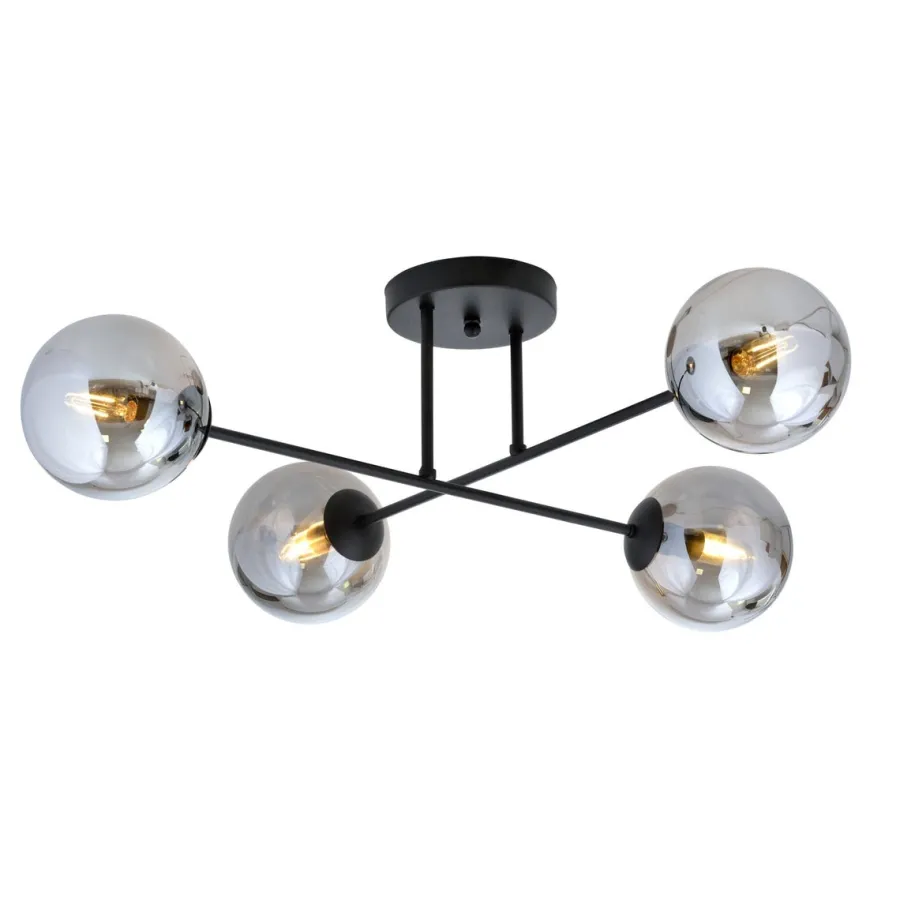 Clearance Emibig Roma taklampe 4-lys - Svart/Røykfarget Svart / Røyk