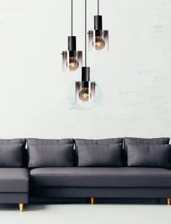 Outlet Ms - belysning Roxy rondell 3 lys takpendel - farget glass Røyk