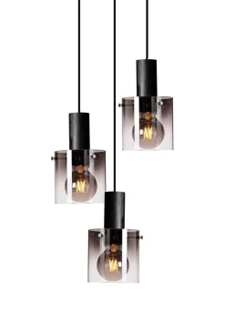 Outlet Ms - belysning Roxy rondell 3 lys takpendel - farget glass Røyk