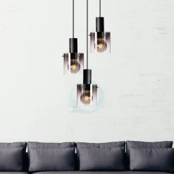 Outlet Ms - belysning Roxy rondell 3 lys takpendel - farget glass Røyk