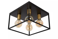 Lucide Ruben taklampe 36x36 cm 4-lys - Svart/Gullfarget Svart / Messing