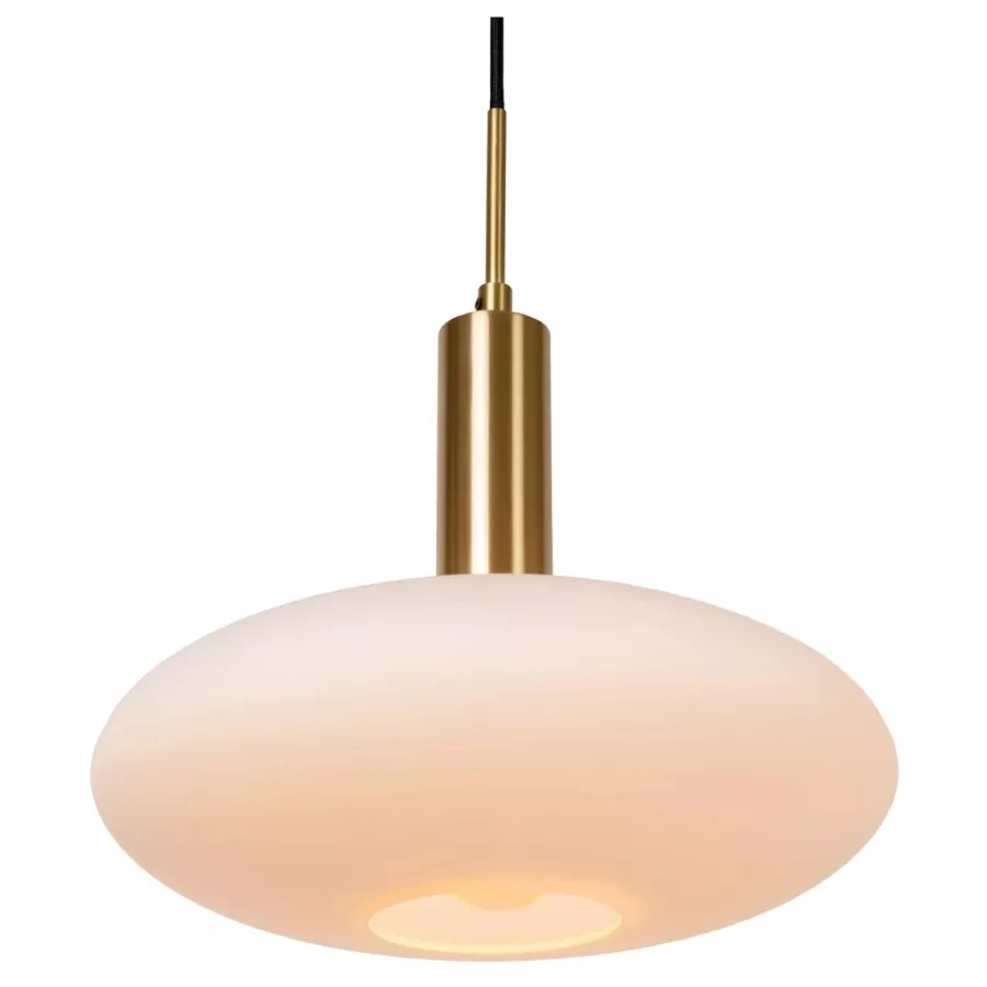 Clearance Lucide Singala rondell takpendel 3-lys - Svart/Opal/Messingfarget Svart / Opal