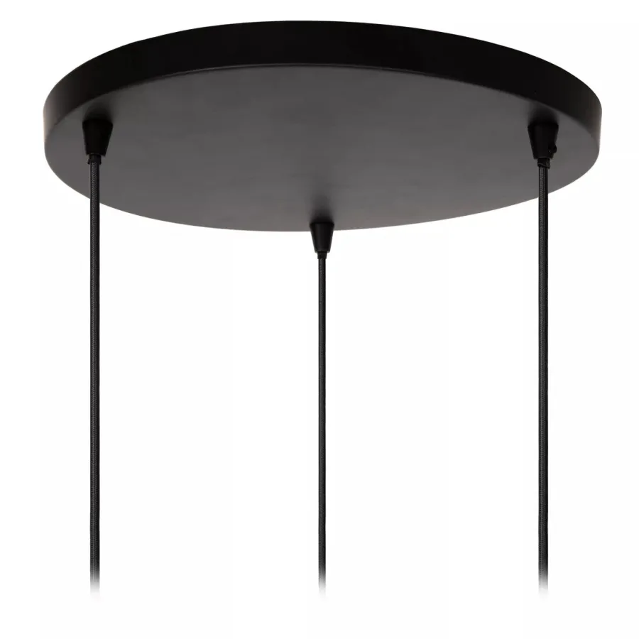 Clearance Lucide Singala rondell takpendel 3-lys - Svart/Opal/Messingfarget Svart / Opal
