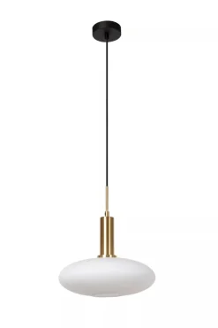 Clearance Lucide Singala takpendel 30 cm - Svart/Opal/Messingfarget Svart / Opal