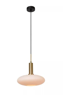 Clearance Lucide Singala takpendel 30 cm - Svart/Opal/Messingfarget Svart / Opal