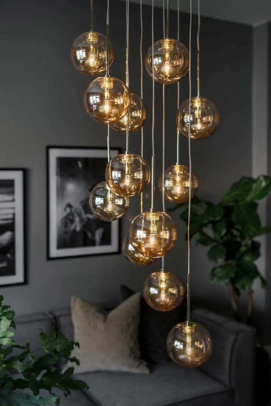 Online Globen Lighting Skyfall takpendel - Amber Messing / Amber
