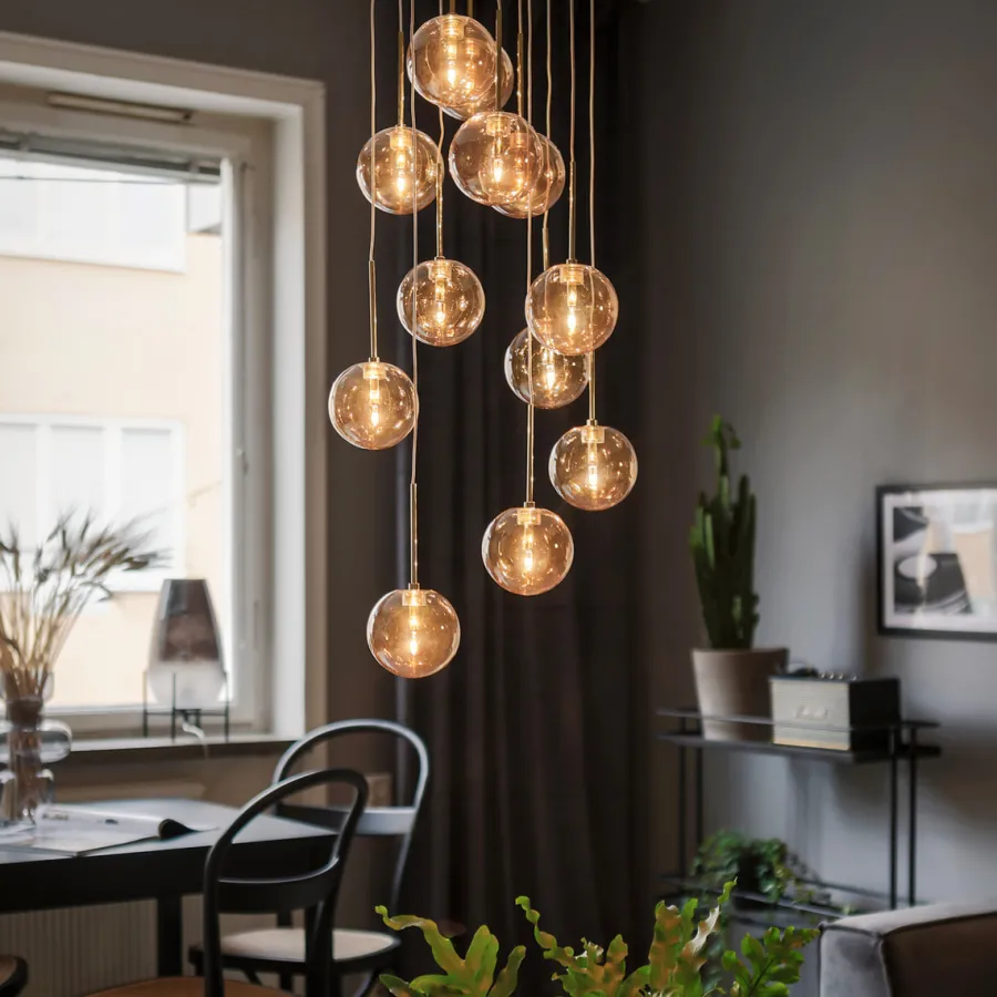 Online Globen Lighting Skyfall takpendel - Amber Messing / Amber