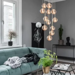 Online Globen Lighting Skyfall takpendel - Amber Messing / Amber