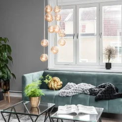 Online Globen Lighting Skyfall takpendel - Amber Messing / Amber