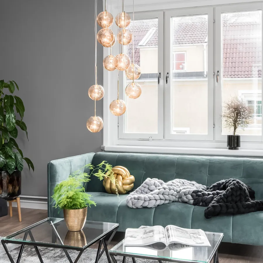 Online Globen Lighting Skyfall takpendel - Amber Messing / Amber