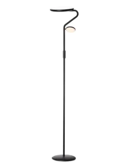 Online Halo Designs Slim uplight gulvlampe med leselys og fjernkontroll Svart