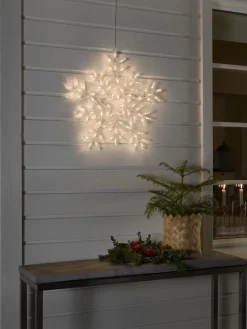 Outlet Konstsmide Snøfnugg med 90 varme LED 58 cm IP44 utendørs Hvit