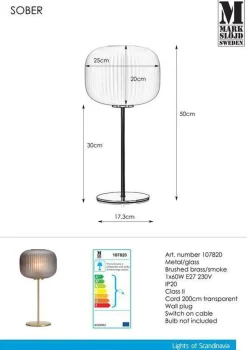 Clearance Marksløjd Sober bordlampe røykfarge/messing - Messing / Røyk