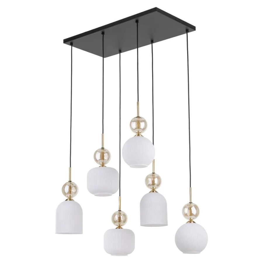 TK Lighting Sophia takpendel 6-lys Amber / Hvit