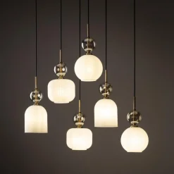 TK Lighting Sophia takpendel 6-lys Amber / Hvit