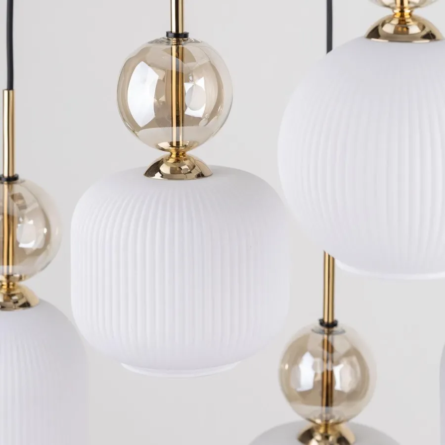 TK Lighting Sophia takpendel 6-lys Amber / Hvit