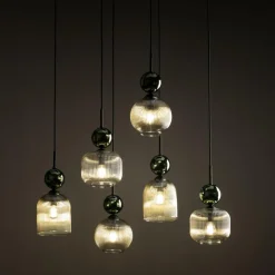 TK Lighting Sophia takpendel 6-lys Amber / Hvit