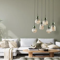 TK Lighting Sophia takpendel 6-lys Amber / Hvit