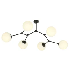 Online Emibig Space taklampe 6 lys - Svart/Opal Svart / Opal