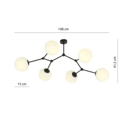 Online Emibig Space taklampe 6 lys - Svart/Opal Svart / Opal