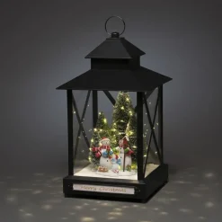 New Konstsmide Stor lykt med juletre og snømenn - 42cm Hvit
