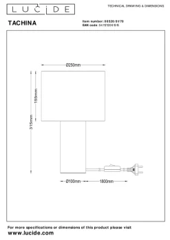 Discount Lucide Tachina bordlampe 31,5 cm Tre / Natur