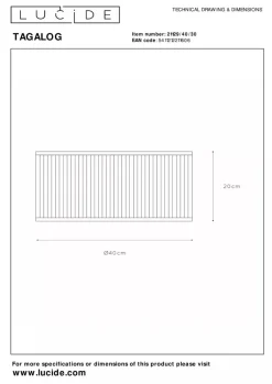 Sale Lucide Tagalog taklampe 40 cm - Svart