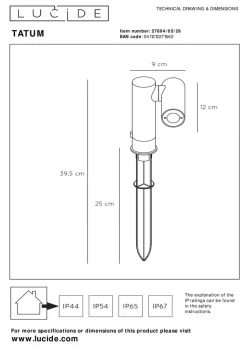 Discount Lucide Tatum hagebelysning på spyd 13 cm 4,5W IP65 3000K - Antrasitt