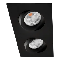 Sale Norlux Tigrus Square Double 360° justerbare lavtbyggende downlight 2x7W 2700K IP44 - Svart