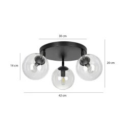 Online Emibig Tofi taklampe rund 3 lys - Svart/Klart glass Svart / Klartglass