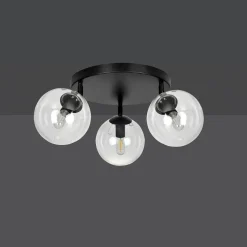 Online Emibig Tofi taklampe rund 3 lys - Svart/Klart glass Svart / Klartglass