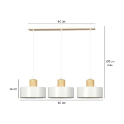Clearance Emibig Torin trippel takpendel - Hvit/Tre Hvit / Tre