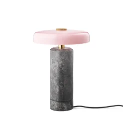 Discount Design by Us Trip oppladbar bordlampe - Sølv /Rosa blank skjerm Marmor