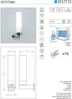 Best Astro Lighting Tube 120 Chrome vegglampe Krom