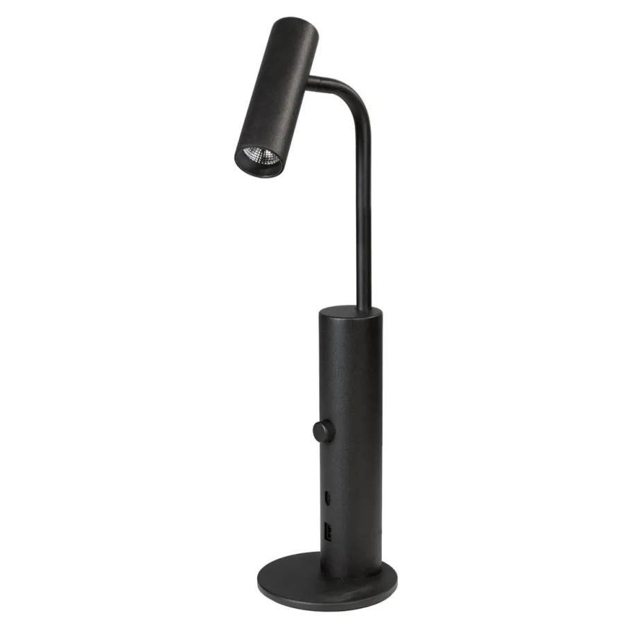 Sg Armaturen As Tube micro bordlampe 2700 Kelvin med USB lading Svart