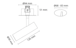 Sg Armaturen As Tube Micro R takspot for innfelling 15W 2700K dimbar