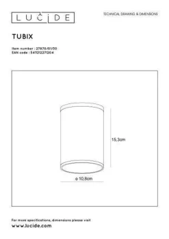 Discount Lucide Tubix takspot utendørs IP54 E27 Antrasitt