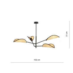 Hot Emibig Vene taklampe 4-lys - Svart/ Natur