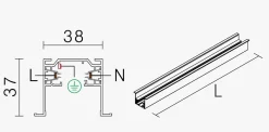New NorDesign Vox high spotskinne innfelt 2M - Svart